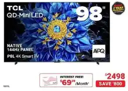 Visions Electronics Tcl qd-mini led p8l 4k smart tv offer