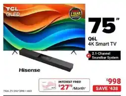 Visions Electronics Hisense 75" Q6L 4K Smart TV offer