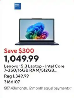 Staples Lenovo 15.3 Laptop offer
