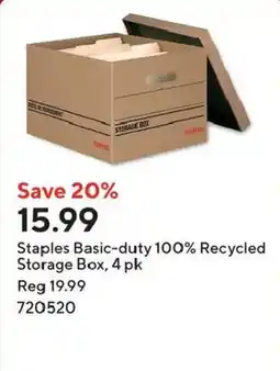 Staples Staples Basic-duty 100% Recycled Storage Box offer