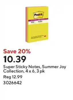 Staples Post-it Super Sticky Notes offer