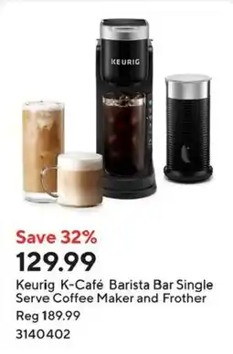 Staples Keurig K-Café Barista Bar Single Serve Coffee Maker and Frother offer