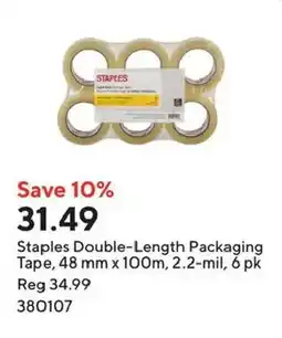 Staples Staples double-length packaging tape offer