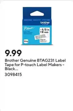 Staples Brother genuine bttag231 label tape for p-touch label makers - black offer