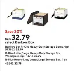 Staples Bankers Box R-Kive Heavy-Duty Storage Boxes offer
