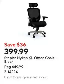 Staples Staples Hyken XL Office Chair - Black offer