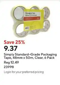 Staples Simply Standard-Grade Packaging Tape offer