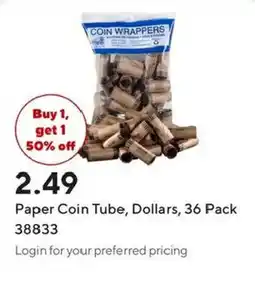 Staples Paper Coin Tube, Dollars offer