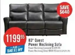 The Brick 83" Quest Power Reclining Sofa offer