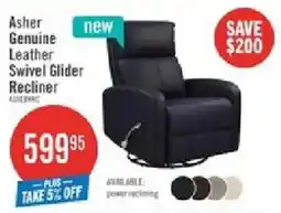 The Brick Asher Genuine Leather Swivel Glider Recliner offer
