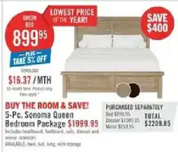 The Brick Sonoma queen bedroom package offer