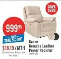 The Brick Grove genuine leather power recliner offer