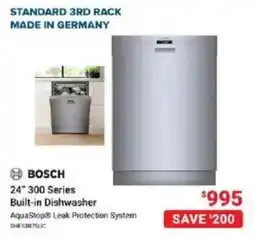 Visions Electronics Bosch 24" 300 Series Built-in Dishwasher offer