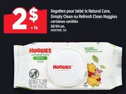 Maxi lingettes pour bébé 1x Natural Care, Simply Clean ou Refresh Clean Huggies, 56/64 un offer
