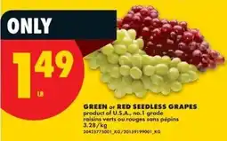 No Frills Green or Red Seedless Grapes offer