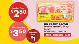 No Frills No Name bacon offer
