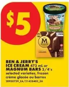 No Frills Ben & Jerry's ice cream or Magnum bars offer
