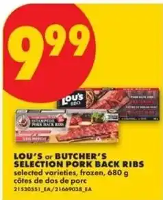 No Frills Lou's selection pork back ribs offer