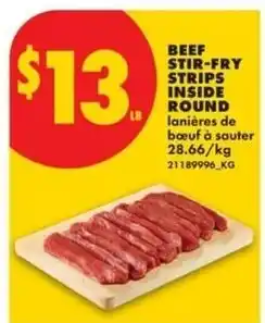 No Frills Beef stir-fry strips inside round offer