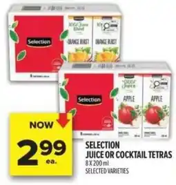 Metro Selection juice or cocktail tetras offer