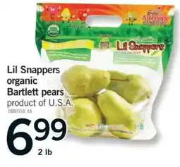 Fortinos Lil Snappers organic Bartlett pears offer