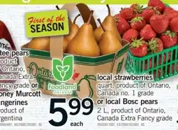 Fortinos local strawberries or local Bossc pears offer