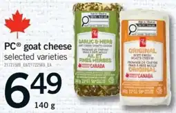 Fortinos PC goat cheese selected varieties offer