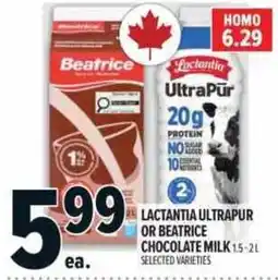 Metro Lactantia ultrapur or beatrice chocolate milk offer