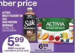 Metro Activia multiyogurt or silk high protein beverage offer