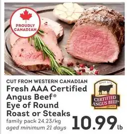 IGA Fresh AAA Certified Angus Beef® Eye of Round Roast or Steaks offer