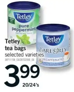Fortinos Tetley tea bags selected varieties offer