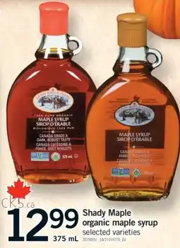 Fortinos Shady Maple organic maple syrup offer