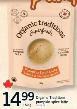 Fortinos Organic Traditions pumpkin spice latte offer