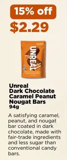 Metro Unreal Dark Chocolate Caramel Peanut Nougat Bars offer
