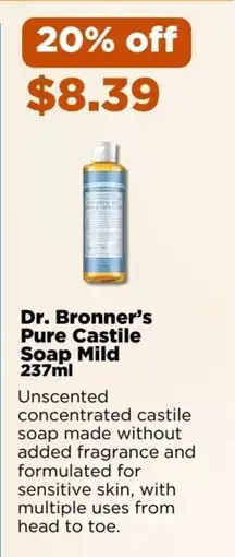 Metro Dr Bronner's Pure Castile Soap Mild offer