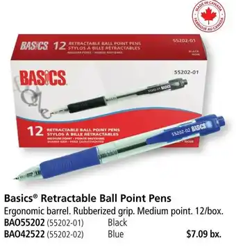 Basics retractable ball point pens