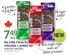 Fortinos the little cacao co. chocolate + protein bar offer