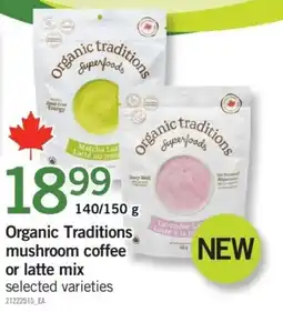 Fortinos Organic Traditions mushroom coffee or latte mix offer