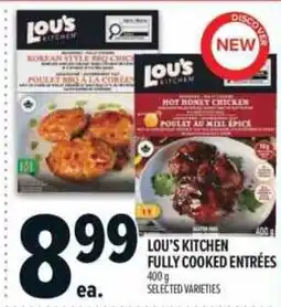 Metro Lou's kitchen fully cooked entrées offer