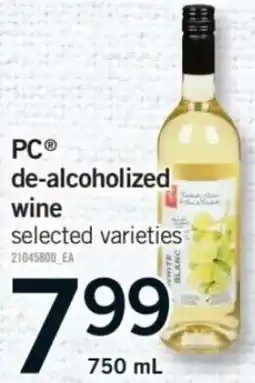 Fortinos PC de-alcoholized wine offer