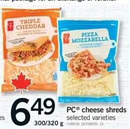 Fortinos PC cheese shreds offer