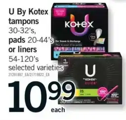Fortinos U by Kotex tampons pads liners offer