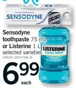 Fortinos Sensodyne toothpaste or Listerine offer