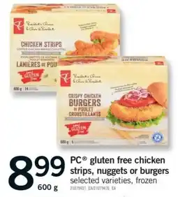 Fortinos PC gluten free chicken strips, nuggets or burgers offer