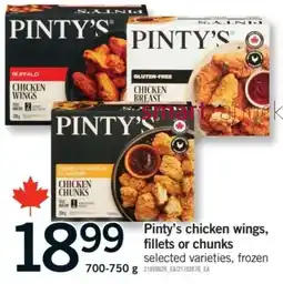 Fortinos Pinty's chicken wings, fillets or chunks offer