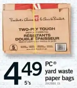 Fortinos PC yard waste paper bags offer