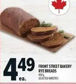 Metro Front Street Bakery rye breads offer