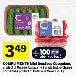 Foodland Compliments Mini Seedless Cucumbers Grape Tomatoes offer