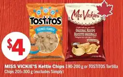 Foodland Miss Vickie's Kettle Chips or Tostitos Tortilla offer