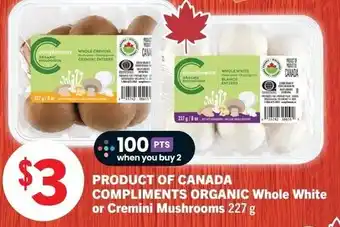 Compliments Organic Whole White or Cremini Mushrooms